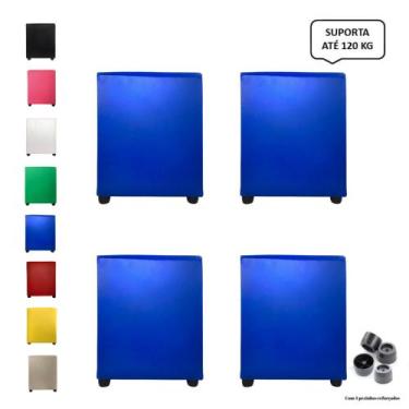 Imagem de Kit 4 Puffs Quadrado Banqueta Decorativo Cubo Banquinho Sala - Mercadã
