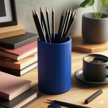 Imagem de Organizador de Mesa Moderno Minimalista Elegante - Porta-Canetas, Lápis e Pincéis para Escritório, Home Office e Espaços de Criação (Azul)