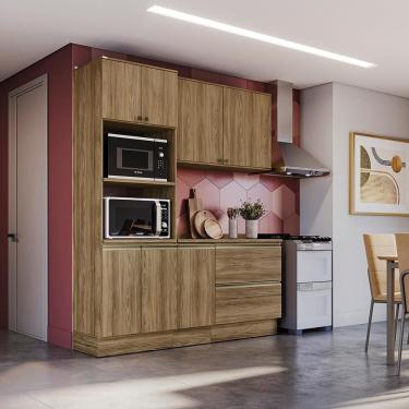 Imagem de Armário de Cozinha Compacta Torre Quente 100% MDF 190cm Nogueira Celeste Kappesberg