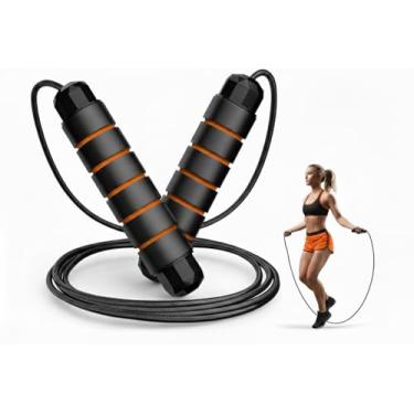 Imagem de Corda de Pular Crossfit Speed Rope Profissional Ajustável até 2,75 m -Ajustável com Rolamento Alta Velocidade e Precisão no Giro Uso Profissional e Competidores (Laranja)