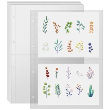 Imagem de 20 folhas de adesivos transparentes para livros, protetores de bolso, inserções de plástico para fichário, cartão, foto, ingresso, organizador de adesivos, inserções de álbum para 4 argolas A4, 2