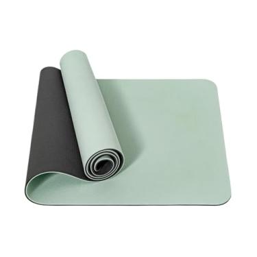 Imagem de Tapete de ioga 1/3 polegada super grosso dupla face antiderrapante profissional TPE tapete de ioga adequado para piso de Pilates (verde preto)