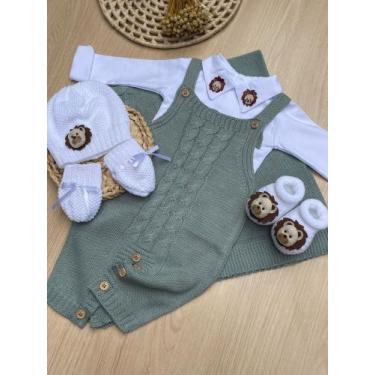 Imagem de Saída de Maternidade 6 Peças Leãozinho  Tricot com Body, Manta e Acess
