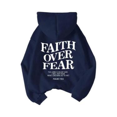 Imagem de Moletom Feminino De Fleece Com Estampa De Letras 'Faith over Fear', Qu