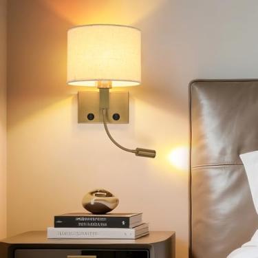 Imagem de E27 Lâmpadas de parede internas com interruptor Iluminação de parede moderna 360° Giratória LED Lâmpada de leitura Lâmpada de parede Tecido Abajur para sala de estar quarto cabeceira hotel (abajur