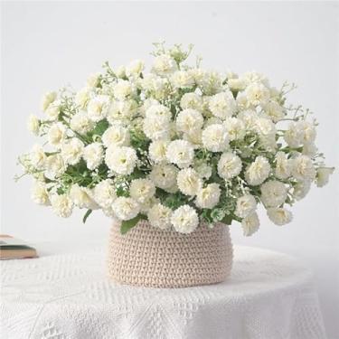 Imagem de 5 garfos flores artificiais pequeno buquê lilás 31 cm flores falsas de seda interior exterior casamento casa jardim decoração (branco - 1 peça)