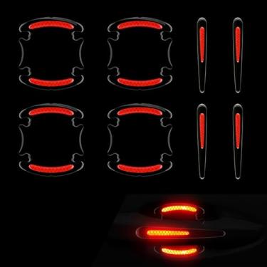 Imagem de Yidcidu Adesivo refletivo protetor de maçaneta de porta de carro 8 peças, adesivo de aviso de fibra de carbono 3D transparente transparente, antiarranhões, protetor de maçaneta de porta de carro