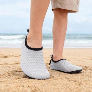 Imagem de Sapatos aquáticos infantis infantis antiderrapantes minimalistas, meias aquáticas de secagem rápida para meninos e meninas, Cinza, 21