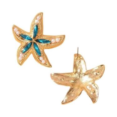 Imagem de Brincos De Estrela-do-mar Verde Com Pingente De Cristal Para Mulheres,