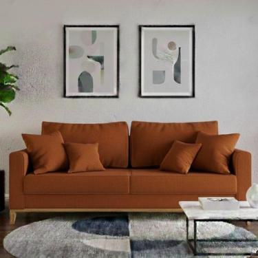 Imagem de Sofá Living Beny 1,80m. Estofado em linho. - Leonardi, Terracota