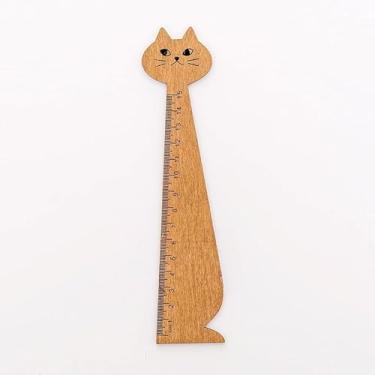 Imagem de 1 régua em forma de gato 15 cm régua reta de gatinho para desenho DIY, desenho de linha, medição de material de escritório escolar (preto)