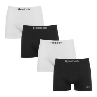 Imagem de Kit 4 Cuecas Boxer Reebok Sem Costura Masculina - Branco e Preto G, Br