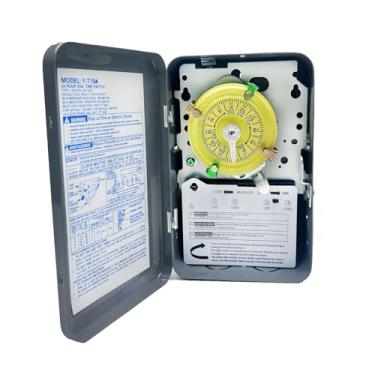 Imagem de Interruptor de temporizador eletromecânico T104, temporizadores de piscina 208-277 VAC 5HP 40A DPST, 12 operações liga/desliga, substituição manual incluída, temporizador de bomba de piscina