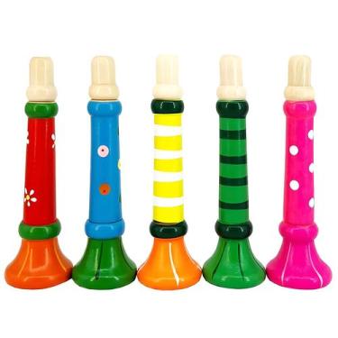Imagem de Brinquedo De Trompete De Madeira Para Crianças, Instrumento Musical, J