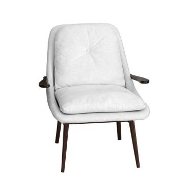 Imagem de Poltrona Decorativa Cintia com Pés Madeira Linho Palha - Gran Belo