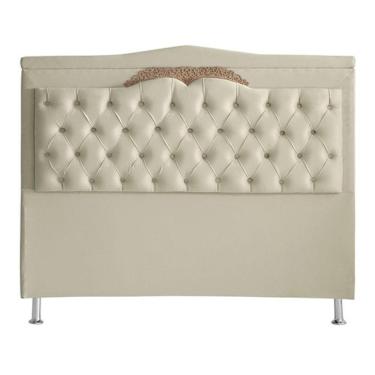 Imagem de Cabeceira De Cama Box Barcelona Queen 160 Cm Capitonê Retro Botão Encapados Suede Porcelana Do Lar Móveis