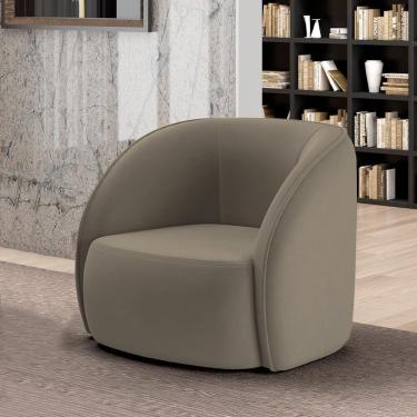 Imagem de Poltrona Decorativa Sala De Estar Clarke Veludo Castor G45 - Gran Belo