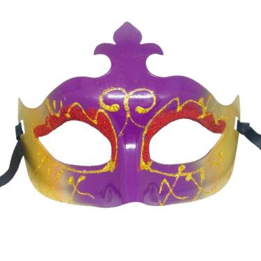 Imagem de Máscara De Carnaval Glitter Dourado E Roxo