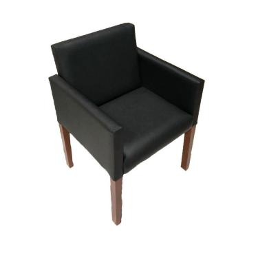 Imagem de Poltrona Nina Slim Estilo Retrô Decorativa Em Tecido Sintético - Preto - Cor: Preto