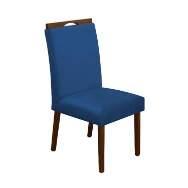 Imagem de Cadeira De Jantar Madeira Maciça Mel Premium Heloísa Veludo Azul