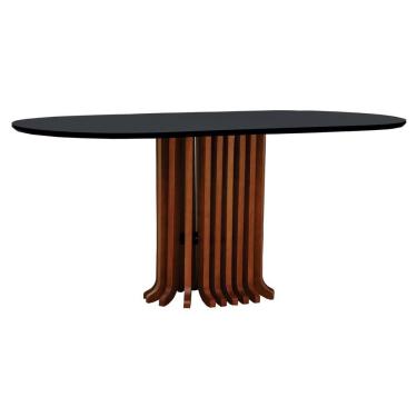 Imagem de Mesa De Jantar Denver Tampo Oblongo 180x90cm Amêndoa-preto