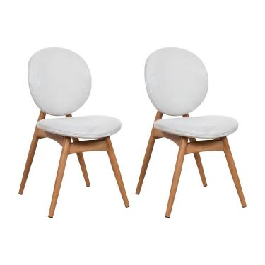 Imagem de Kit 2 Cadeiras De Jantar Lotus Estrutura Aço Carbono Laminado Natural Com Estofado Linho Cru