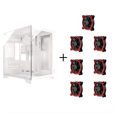 Imagem de Gabinete Gamer Aquario Clarity Branco + 7 Fan LED Vermelho