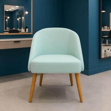 Imagem de Banqueta Poltrona Lua Azul-Turquesa Para Recepção Atendimento Penteadeira