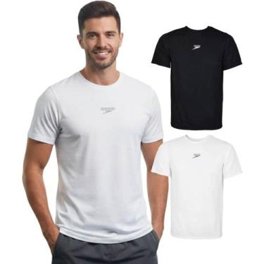 Imagem de Kit 2 Camisetas Dry Fit Masculina Speedo Academia Treino -, Branco, Pr
