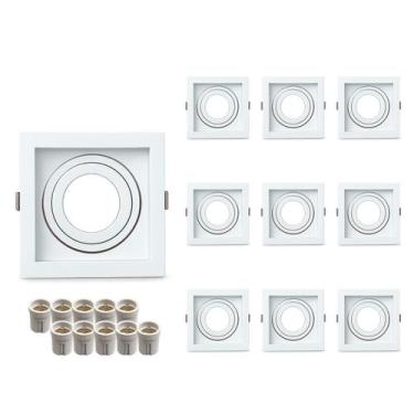 Imagem de Kit 10 Spot Led Recuado Embutir E27/Par20 Quadrado Branco Policarbonat