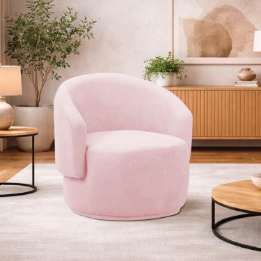 Imagem de Poltrona Decorativa Sala De Estar Recepção Jasmine Suede Cor Rosa Bebê