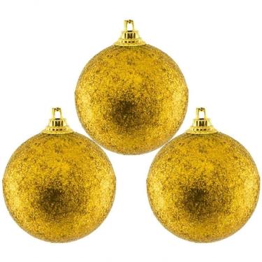 Imagem de Kit 36 Bolas Enfeite árvore Natal Dourada Glitter 4,8cm