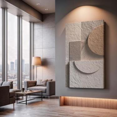 Imagem de Quadros Decorativos Camadas Neutras 90x60 Moderno Luxo Sala Quarto Esc