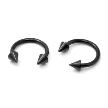 Imagem de Piercing Ferradura Spike Aço Cirúrgico Preto PVD 1.2mm - M2 Piercing, 