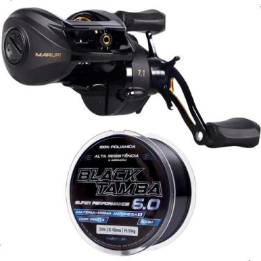 Imagem de Kit Carretilha Maruri Black Tamba Pro 11 Rolamentos Linha Mono Black T