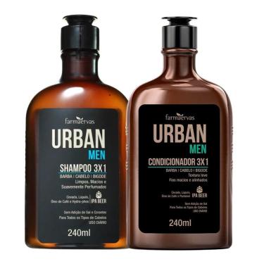 Imagem de Kit Shampoo E Condicionador 3 Em 1 Barba Cabelo E Bigode Masculino 240ml Urban Men