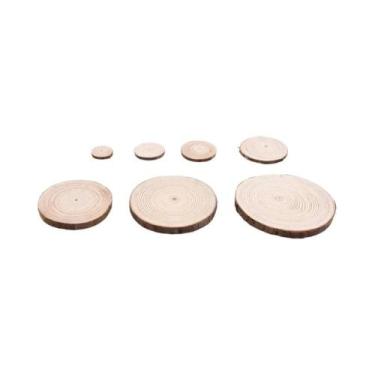 Imagem de Fatias De Madeira De Pinheiro Natural 3-12cm Discos Redondos Não Acaba