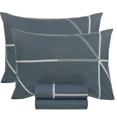 Imagem de Jogo De Cama Lençol Queen 100% Algodão 4 Peças Arthur 160 Fios Karsten