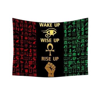 Imagem de Tapeçaria para pendurar na parede Wake Up Wise Up Rise Up 100x150cm - 