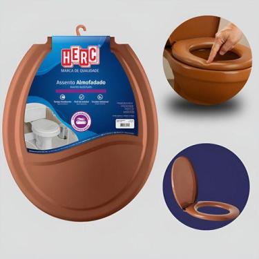 Imagem de Assento Sanitário Oval Almofadado Prime Herc Chocolate Tampa Vaso Conf