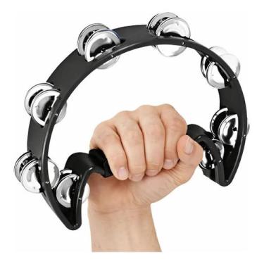 Imagem de Pandeiro Meia Lua Pandeirola Preto Profissional Konig Preto