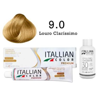 Imagem de Kit Coloração Itallian Color 9.0 Louro Claríssimo + Oxi 30