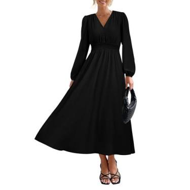 Imagem de Vestido maxi PRETTYGARDEN 2025, primavera, manga comprida, decote em V