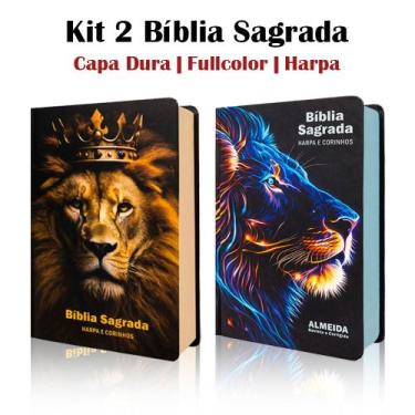 Imagem de Kit 2 Biblias Sagrada Letra Gigante Luxo Popular - Leão Fortune e Leão