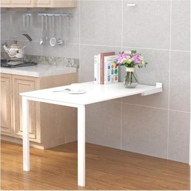 Imagem de Mesa suspensa de parede, mesa de jantar dobrável classe E0, mesa lateral dobrável de dupla função, mesa de bar, móveis que economizam espaço, branco, 90X60CM