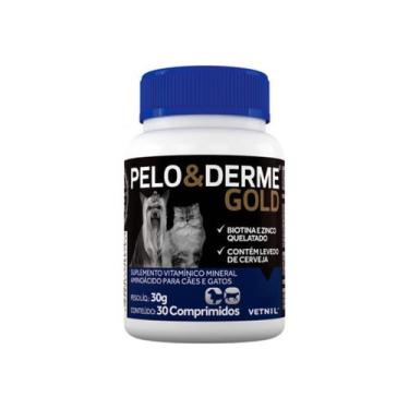 Imagem de Pelo e Derme Gold 30 Comprimidos Omega 3 e 6 - Vetnil