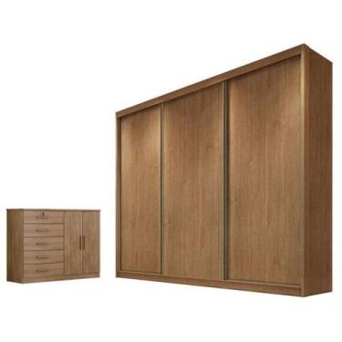 Imagem de Guarda Roupa Casal Londres Com Nicho E Cômoda Seul Cumaru 23 - Novo Ho