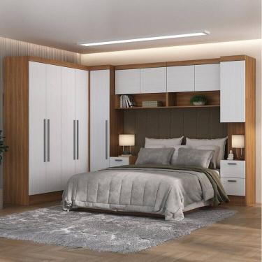 Imagem de Quarto Completo 10 Portas 8 Gavetas 7 Peças Viena Espresso Móveis Nogal/Branco