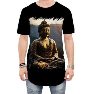 Imagem de Camiseta Longline Estátua de Buda Iluminado Religião 2 - Kasubeck Stor