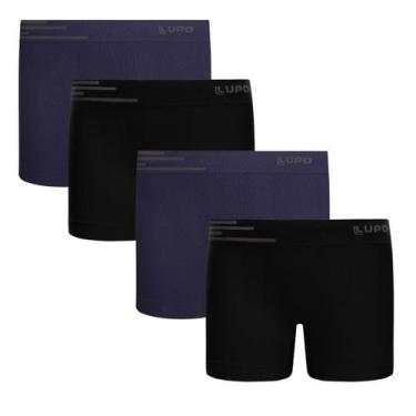Imagem de Combo 4 Cueca Kids Microfibra Infantil Lupo Sem Costura, Preto com mar